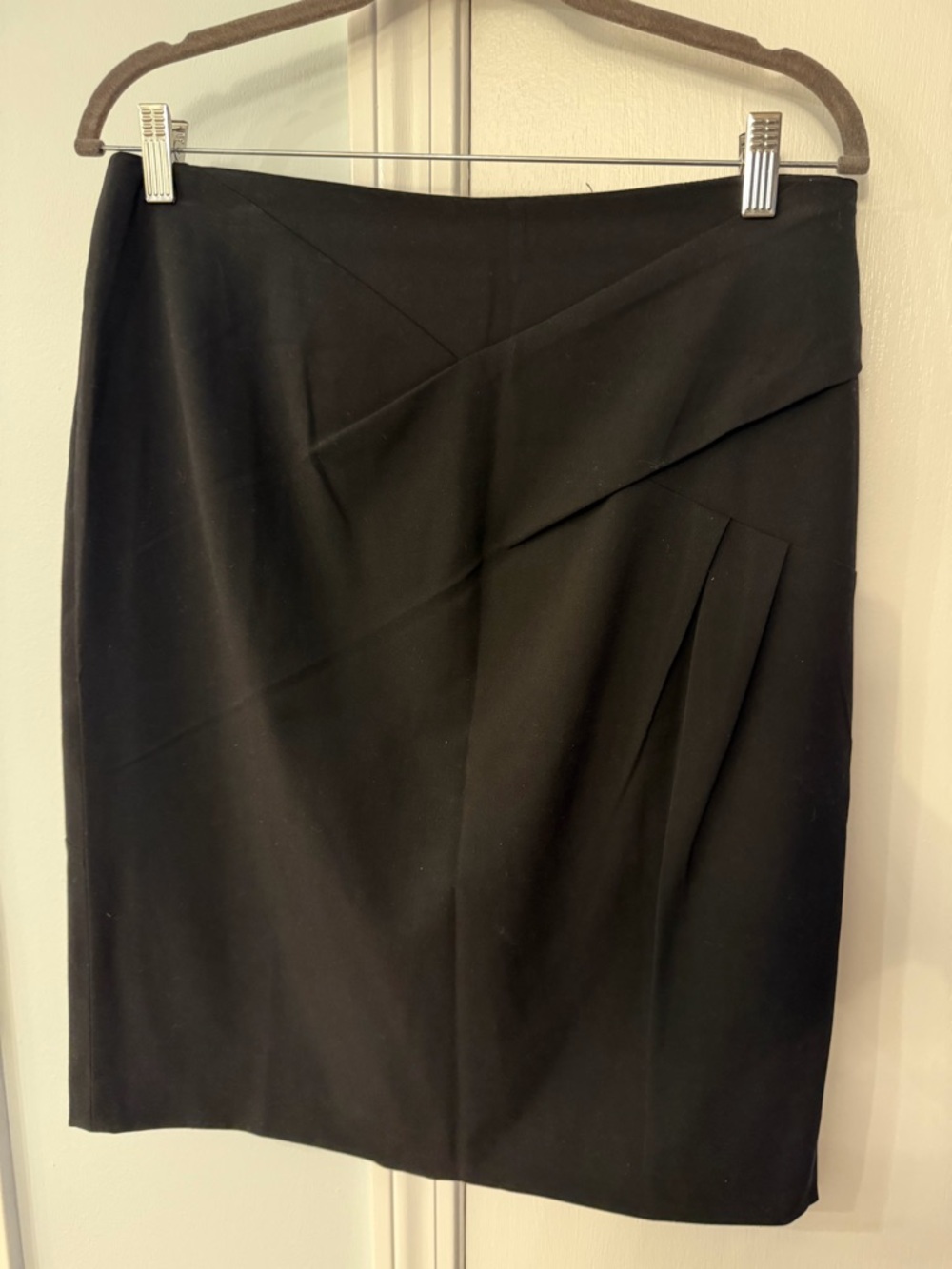 Adrienne Vittadini Black Pencil Skirt with Asymmetric Pleats